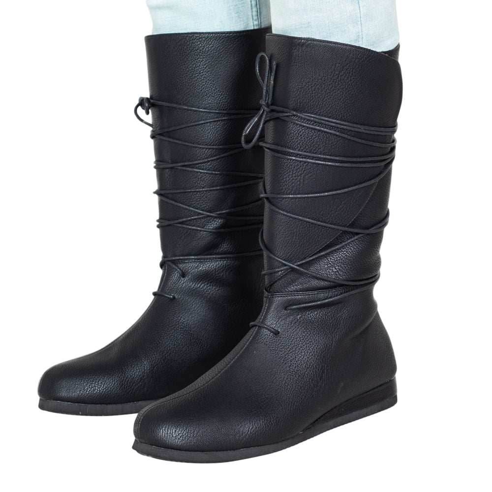 Renaissance Black Boots Costume Cosplay - S