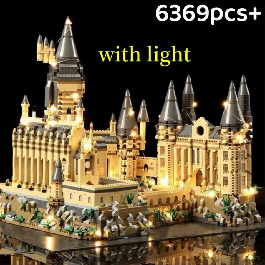 New Magic Castle Micro Building Blocks Light Up Street View Architecture Creative MOC Model Kit Kids Christmas Birthday Gifts