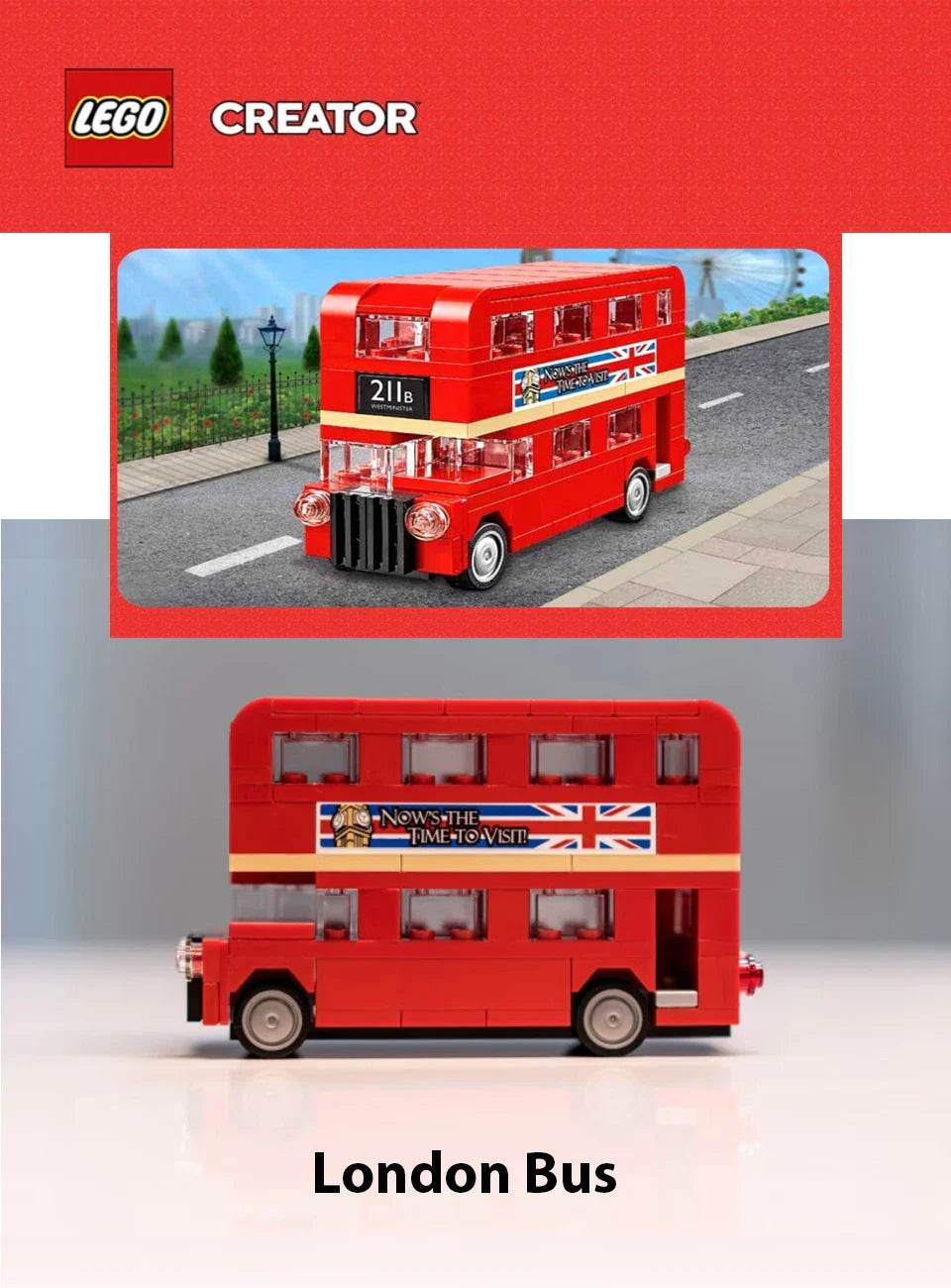 LEGO 40220 Creator Double Decker London BusBuilding Blocks Bricks Toy for Kids Children's Day Birthday Gift (118 Pieces) - 40220
