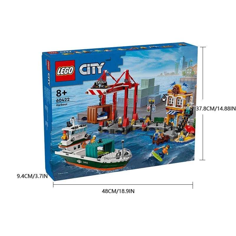 60422 LEGO City Seaside Harbor, with cargo ship toys, model container cranes, and boats, creative gift sets for boys and girls - United States