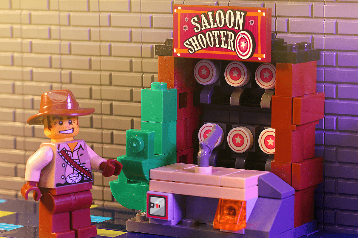 Custom Western Saloon Shooter Arcade Game made using LEGO parts -