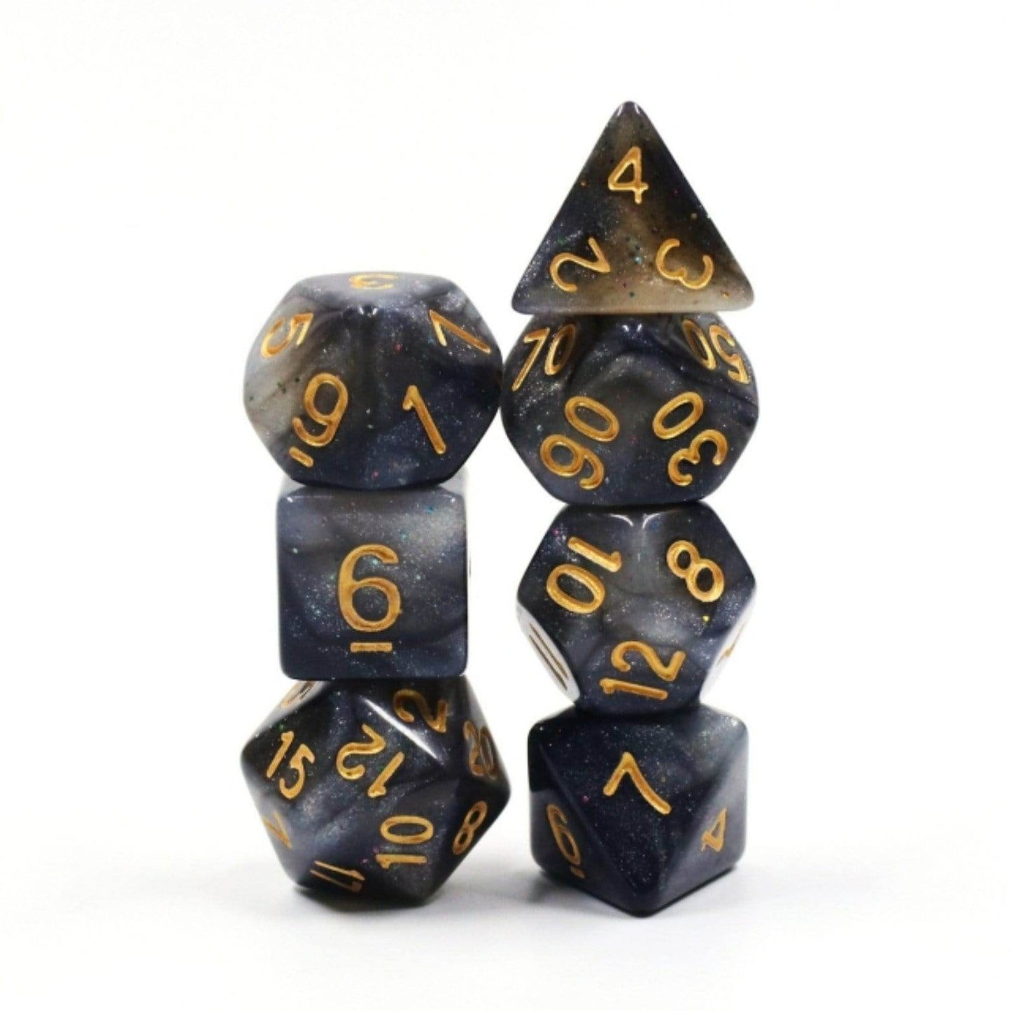 Silver Sparkle RPG Dice Set -