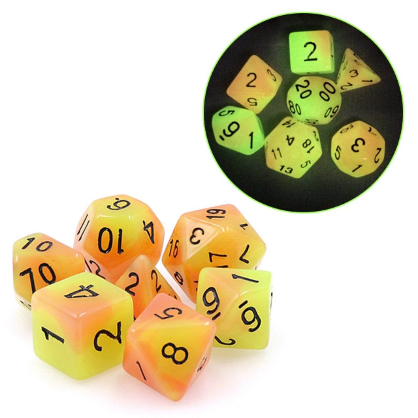 Glow in the Dark FireBall RPG Dice Set -