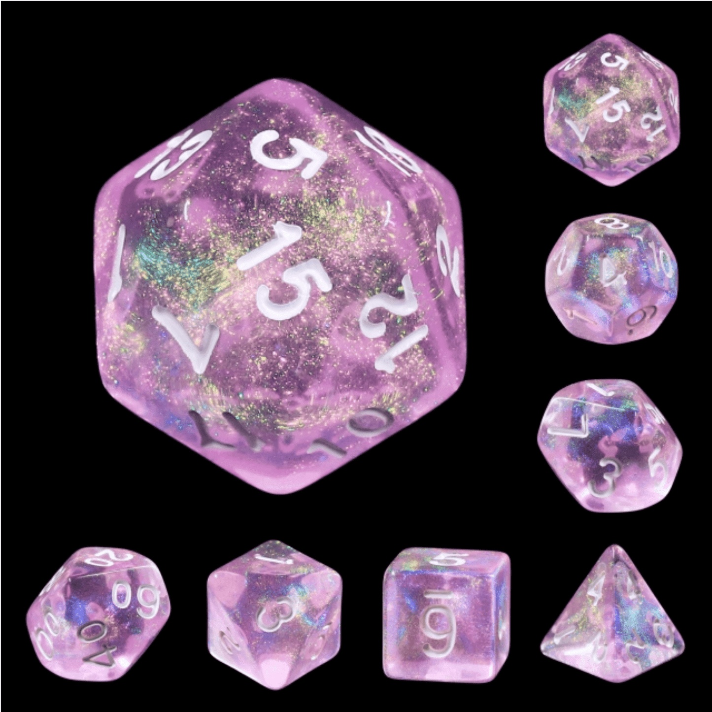 Violet Sparkle RPG Dice Set -
