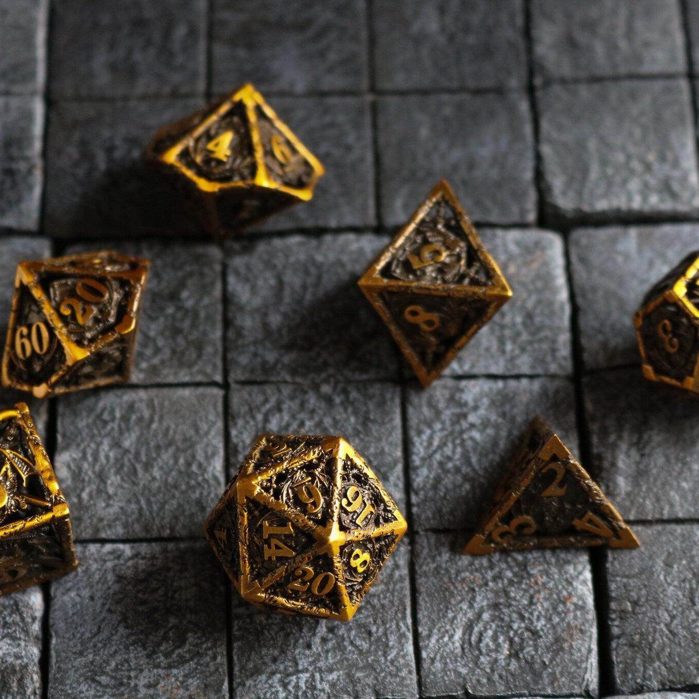 Shield And Sword Gold Hollow Metal DND Dice Set - Only 1 D20