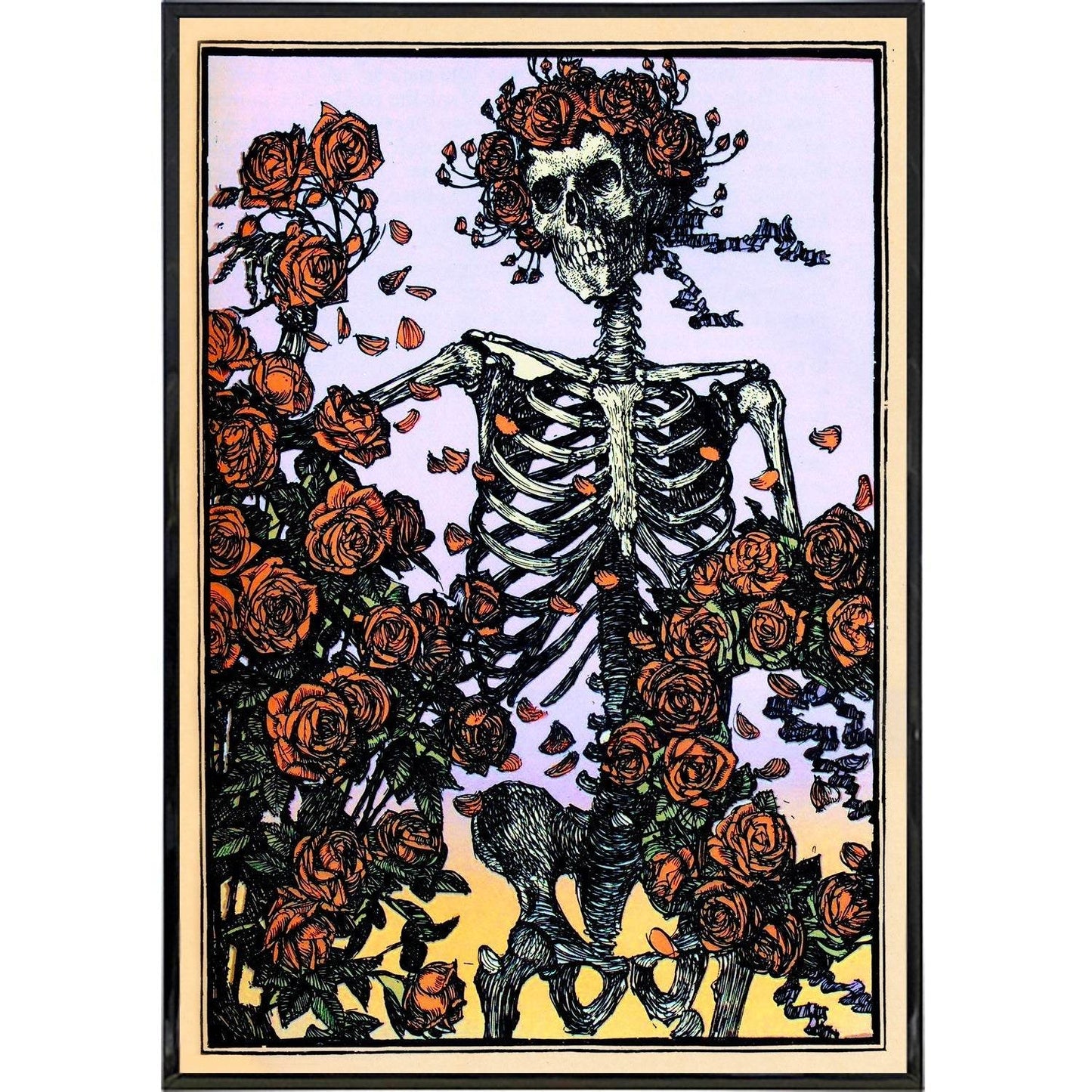 Skeleton with Roses Illustration Print - Print Only