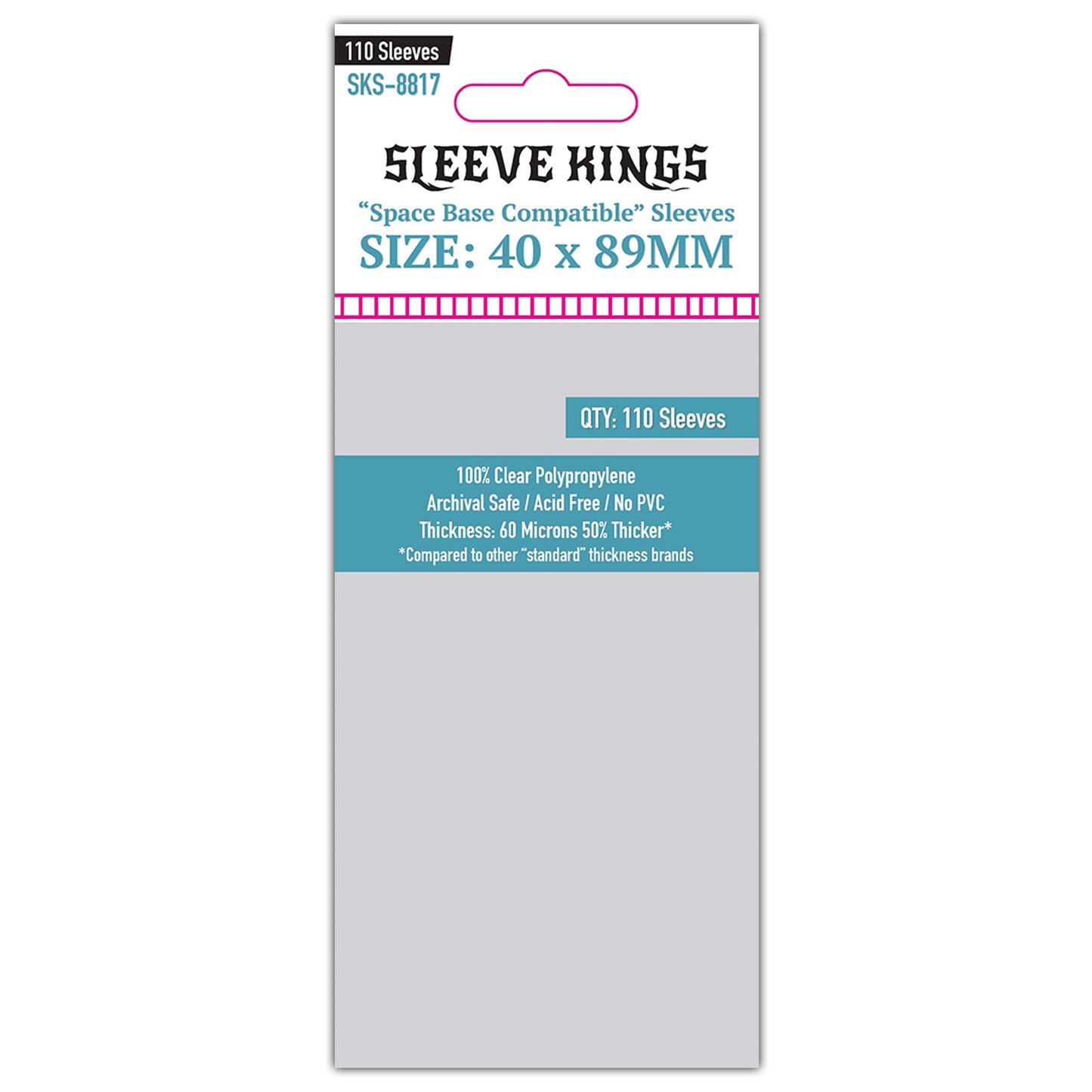 "Space Base" Compatible Card Sleeves (40x89mm) 110 Pack, 60 Micron, SKS-8817
