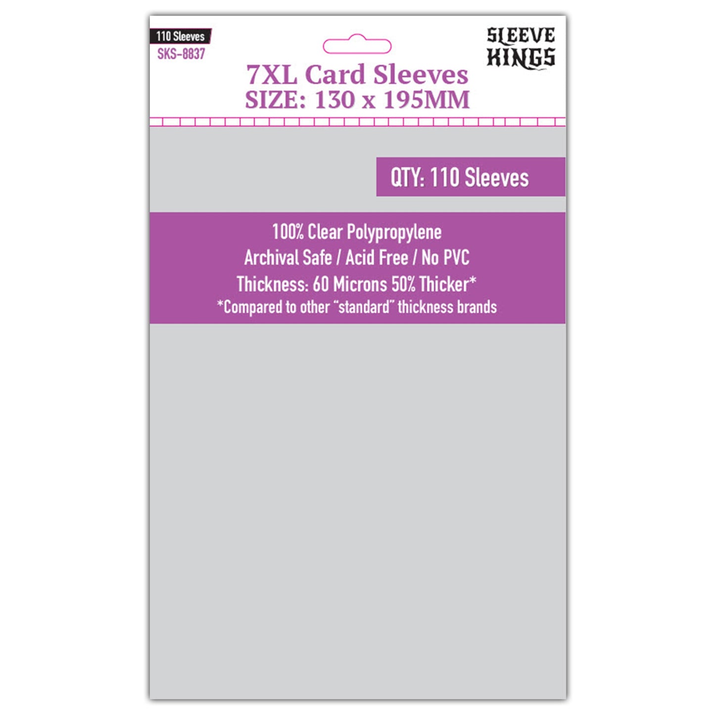 7XL Game Card Sleeves (130x195mm) 110 Pack, 60 Micron, SKS-8837