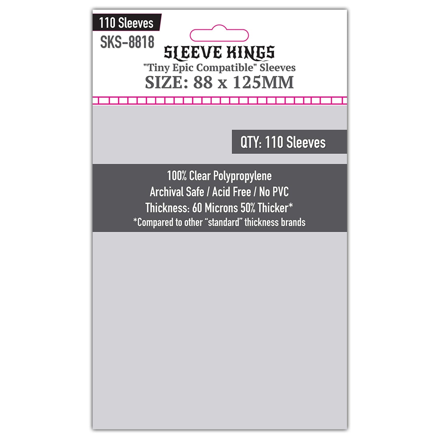 "Tiny Epic" Compatible Card Sleeves (88x125mm) 110 Pack, 60 Micron, SKS-8818