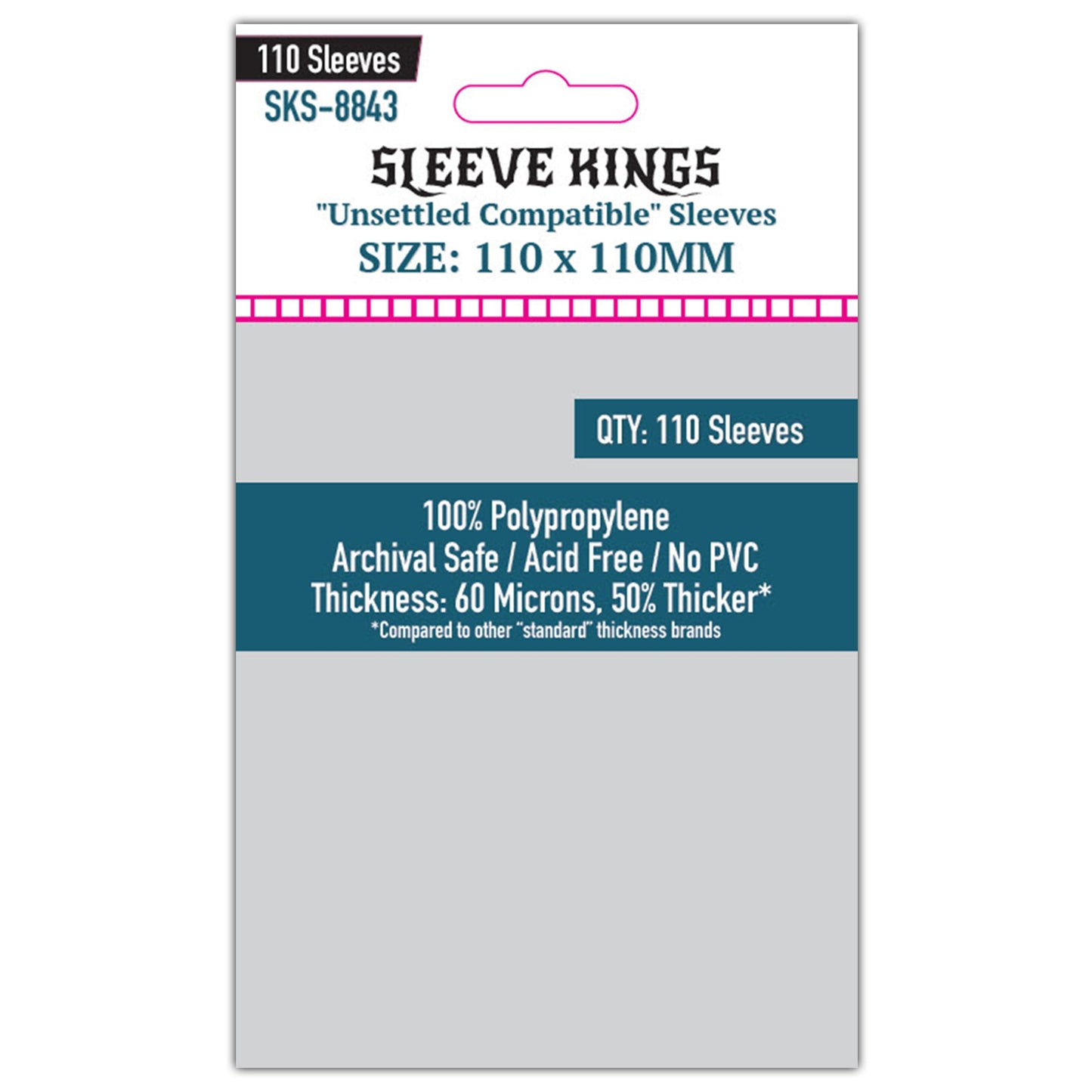 "Unsettled" Compatible Sleeves (110x110 MM) 110 Pack, 60 Microns, SKS-8843