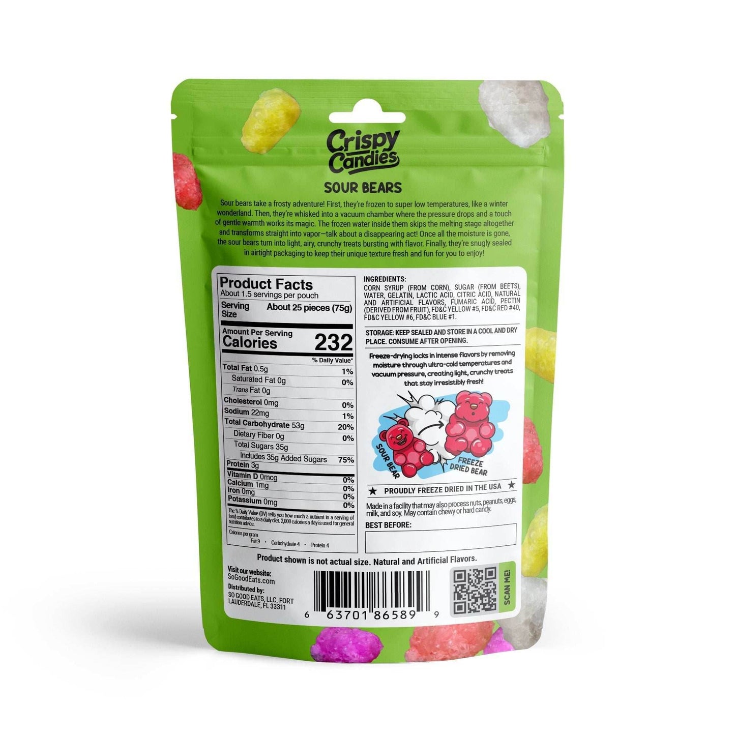 Crispy Candies - Sour Bears Freeze Dried Candy 114g -
