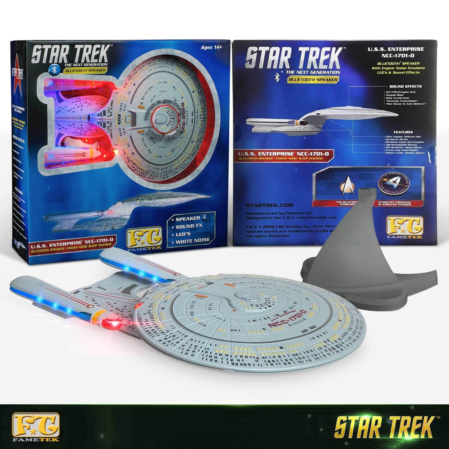 Star Trek TNG U.S.S. Enterprise NCC-1701-D Bluetooth® Speaker With Sleep Machine, LED's & Sound Effects -