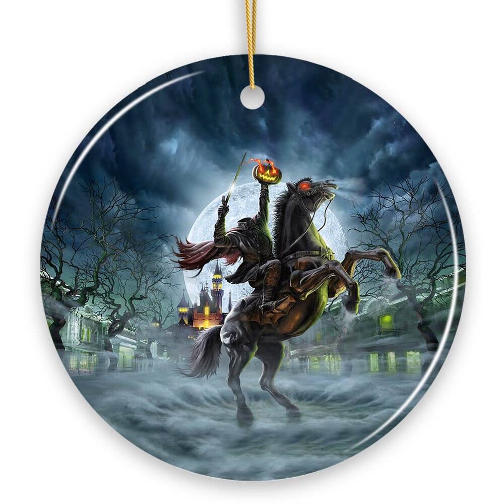 The Headless Horseman Spooky Halloween Ornament, The Legend of Sleepy Hollow - Circle