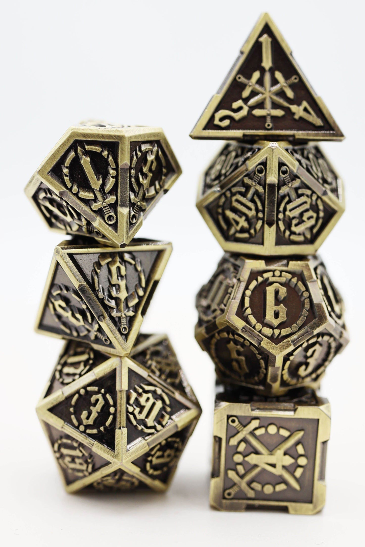 Crossed Swords: Timeworn Sword - Metal RPG Dice Set -