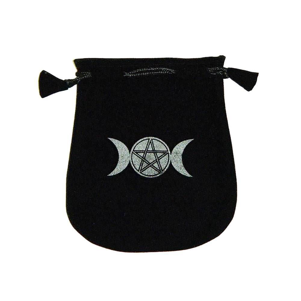 Velvet pouch - Triple Moon with Pentagram -