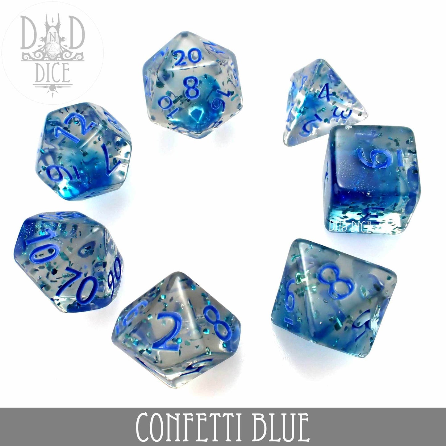 Confetti Blue Dice Set -
