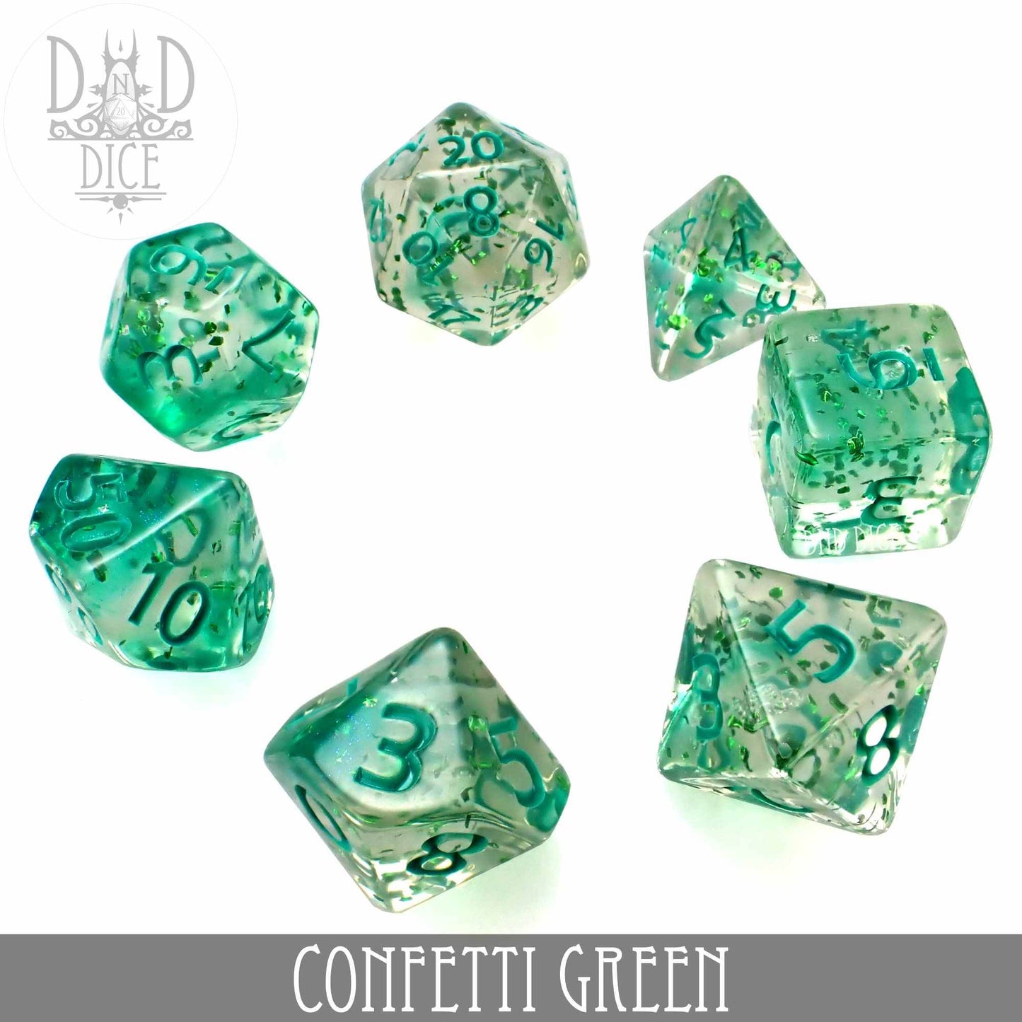 Confetti Green Dice Set -
