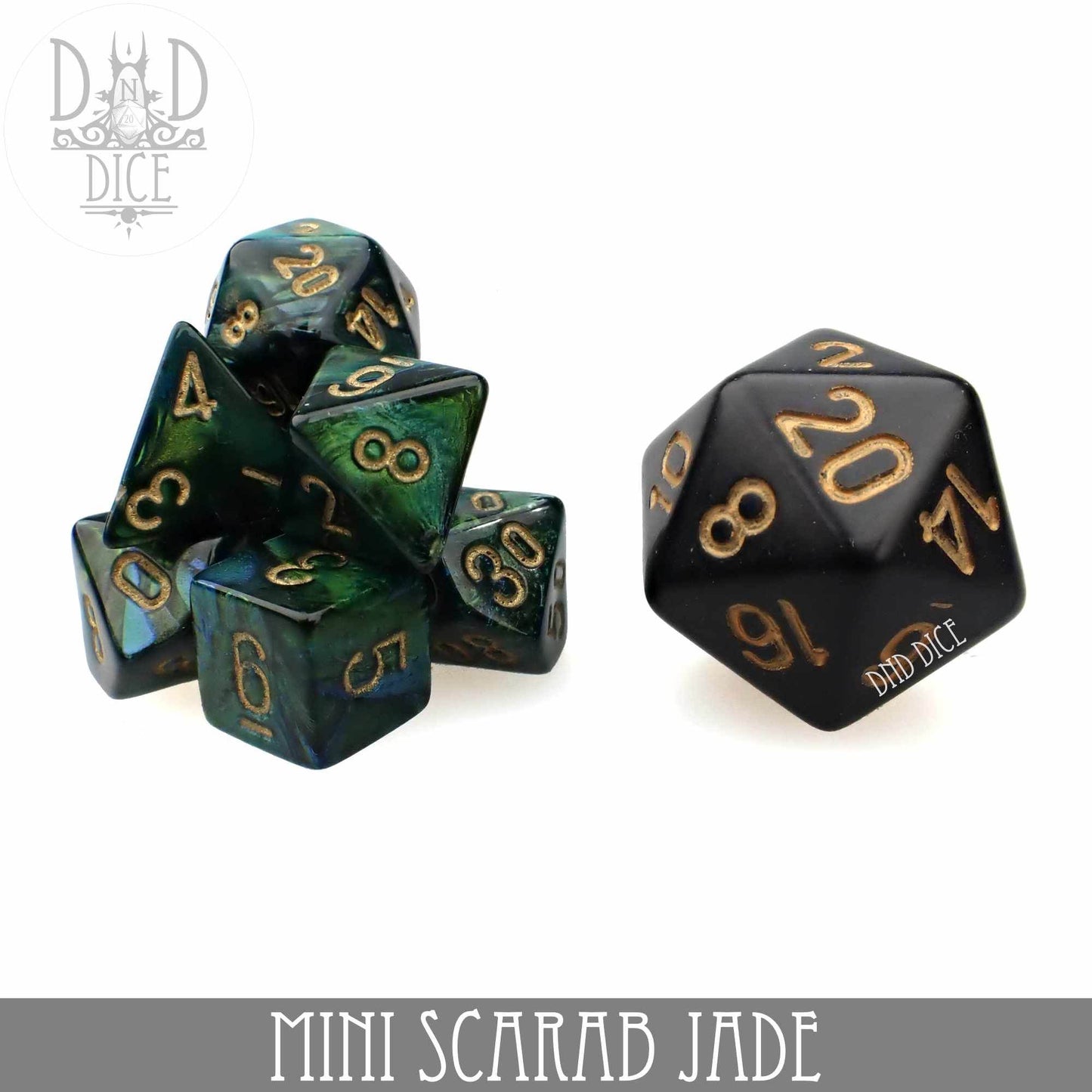 Mini Scarab Jade Dice Set (10mm) -