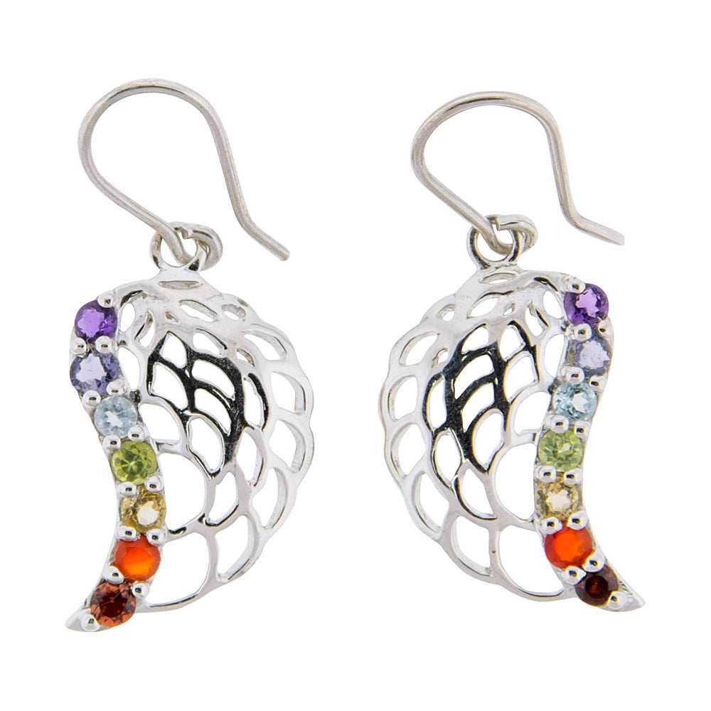 Wing Chakra Earrings with Semi-Precious Stones -