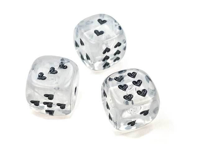 Heart 16mm Cirrus® w/pips White/black d6 | Heart Dice -