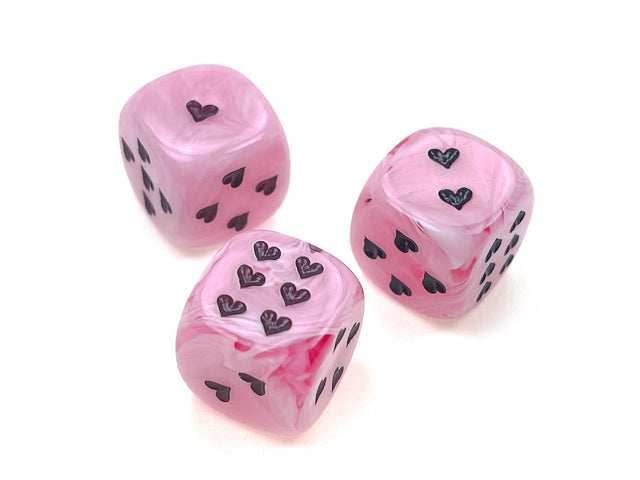 Heart 16mm Cirrus® w/pips Pink/black d6 -