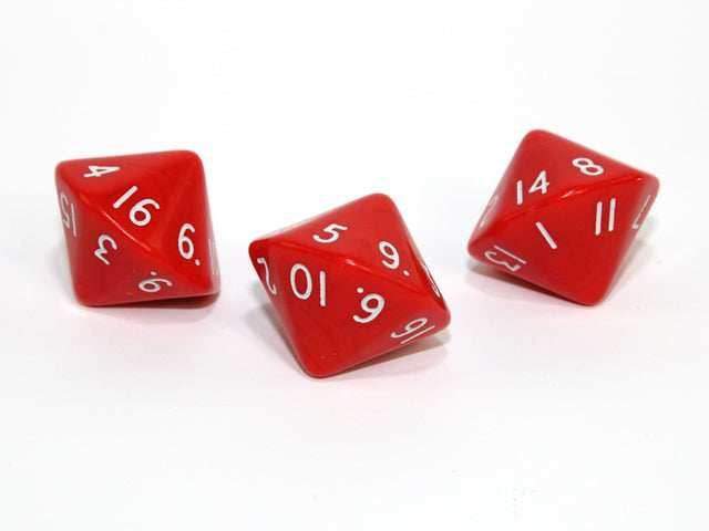 Opaque d16 Red/white Sixteen Sided Dice DnD Rpg Dice (sold per die) XQ1604 -