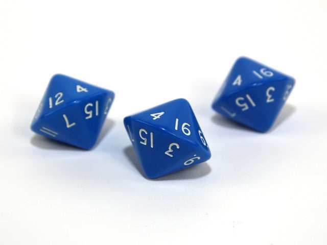 Opaque d16 Blue/white Sixteen Sided Dice DnD Rpg Dice (sold per die) XQ1606 -