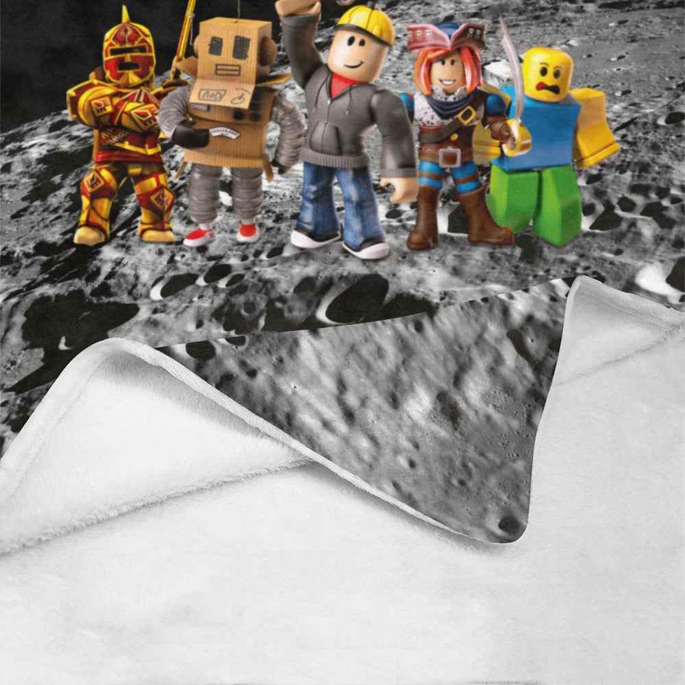 Ultra Soft Fleece Blanket – Plush Polyester Roblox Cozy Gamer Throw 54x70 - White / ONE SIZE