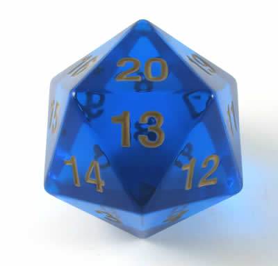 55mm Transparent D20 (Sapphire w/ Gold) Spin-Down Die -