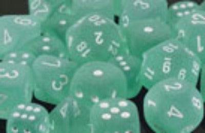 Frosted Polyhedral Teal/white 7-Die Set -