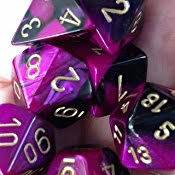 Gemini 4 Polyhedral Black-Purple w/gold 7 Die Set -