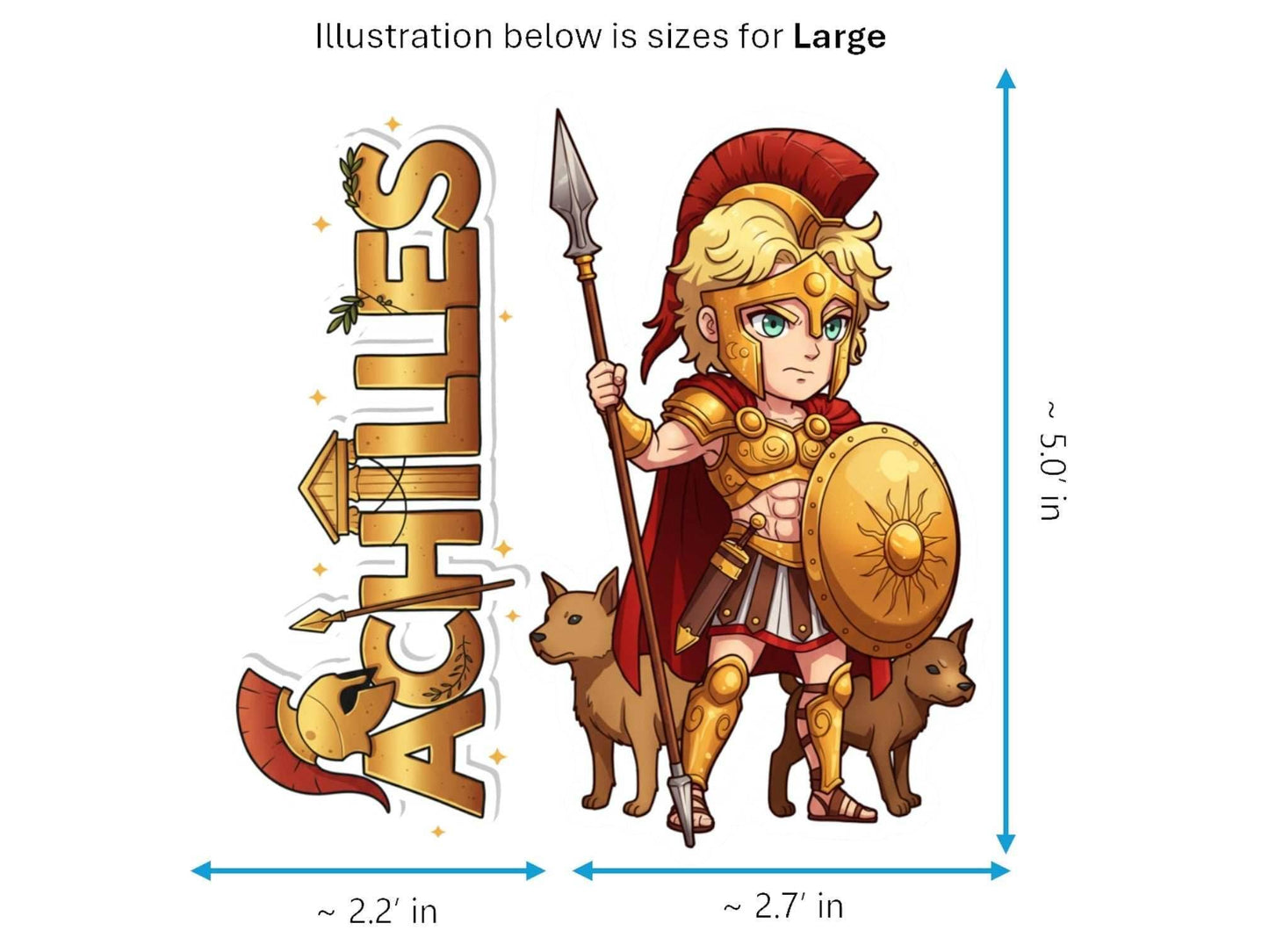 Achilles Sticker and Magnet – Pēleidēs Mythkins™ – Greek Hero of Strength and Valor | Waterproof & UV-Proof - Sticker / Large