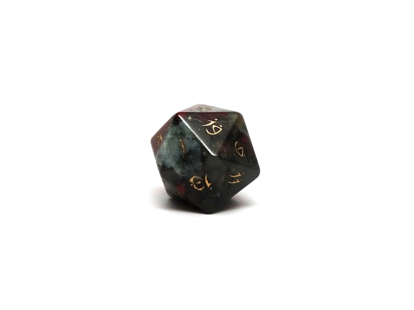 African Bloodstone D20 Dice - Elvenkind Font -