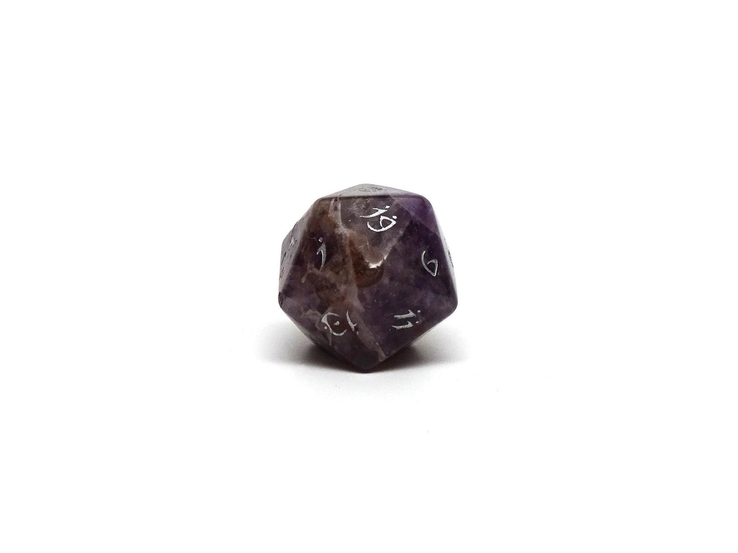 Amethyst D20 Dice Single - Elvenkind Font -