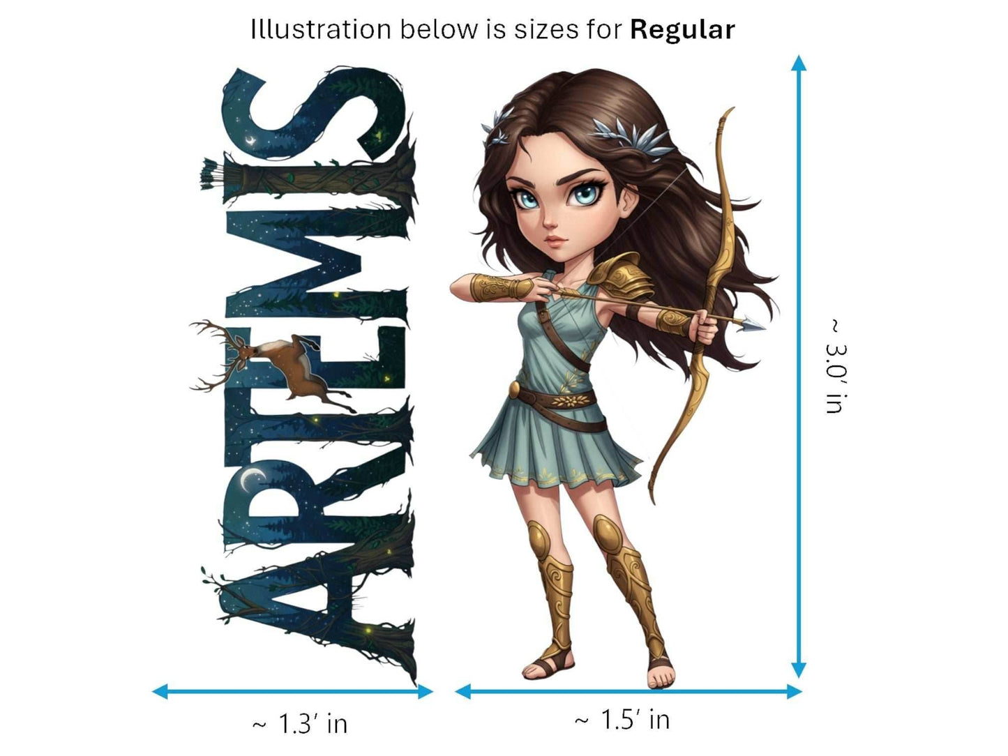 Artemis Sticker and Magnet – Iokheira Mythkins™ – Greek Goddess of the Hunt | Waterproof & UV-Proof - Sticker / Regular