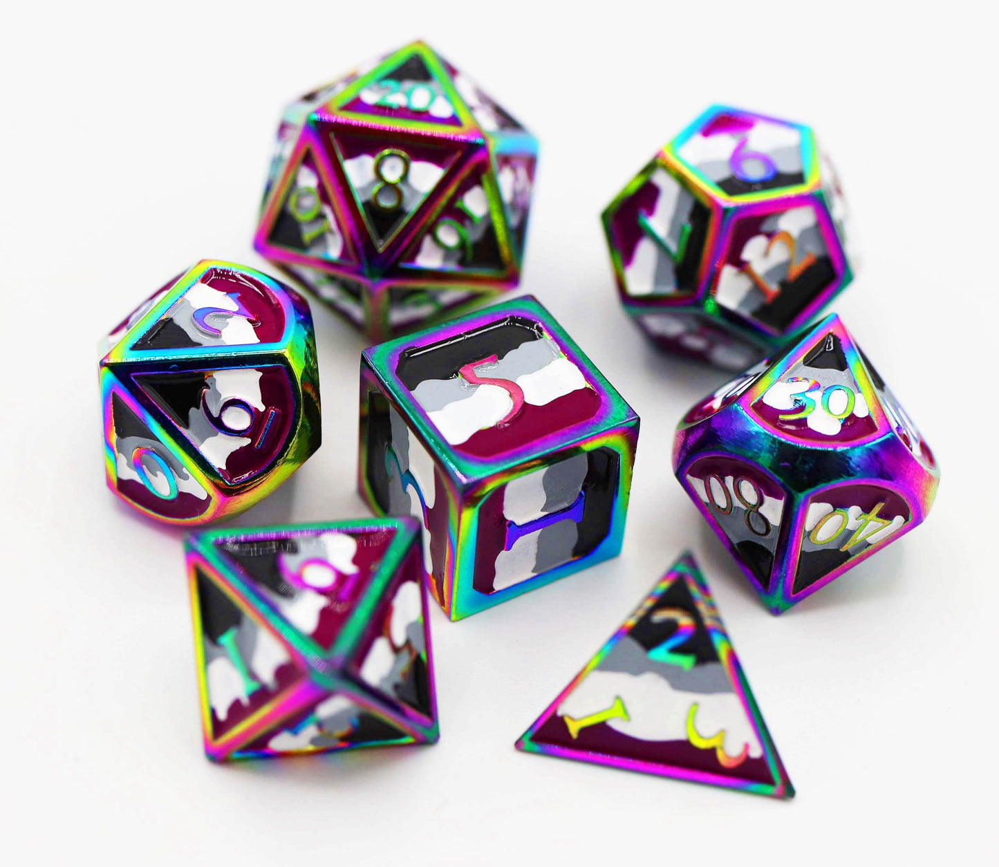 Asexual Pride Flag - Metal RPG Dice Set -