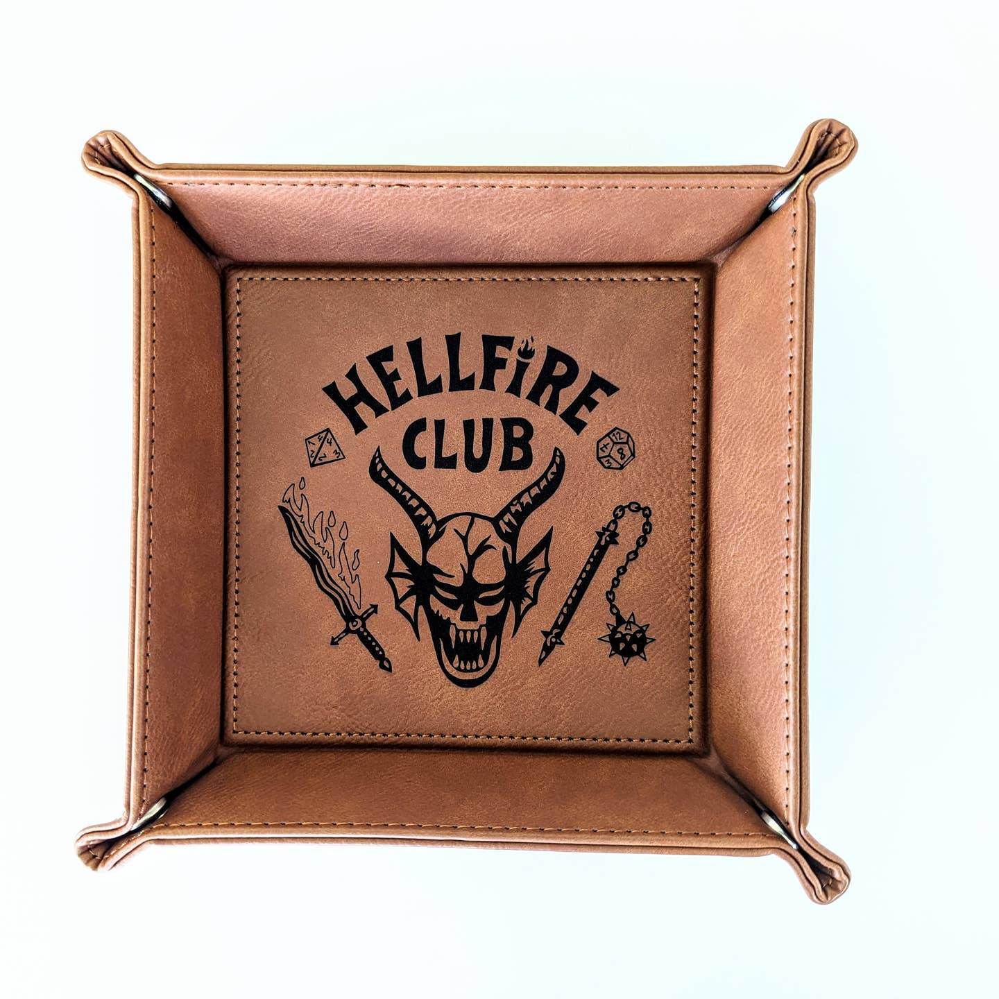 Hellfire Club - D&D - Vegan Leather Dice Rolling Tray - Chestnut