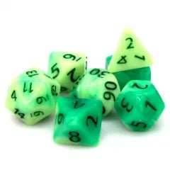 Druid's Pain 7-Dice Set Green & Light Green w/Green Numbers Dnd Dice Set -