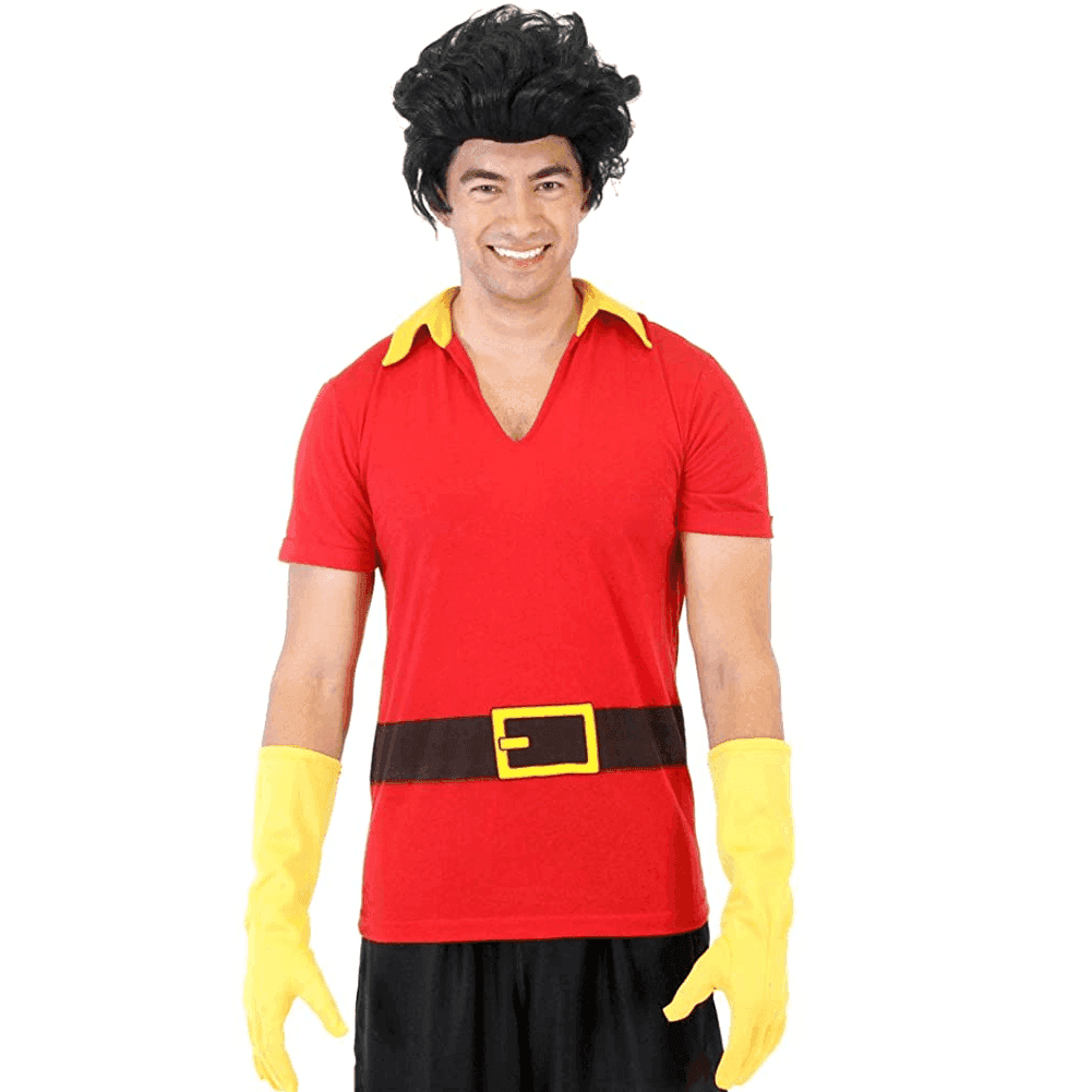 Beauty and The Beast Gaston Shirt Gloves and Wig - S/M