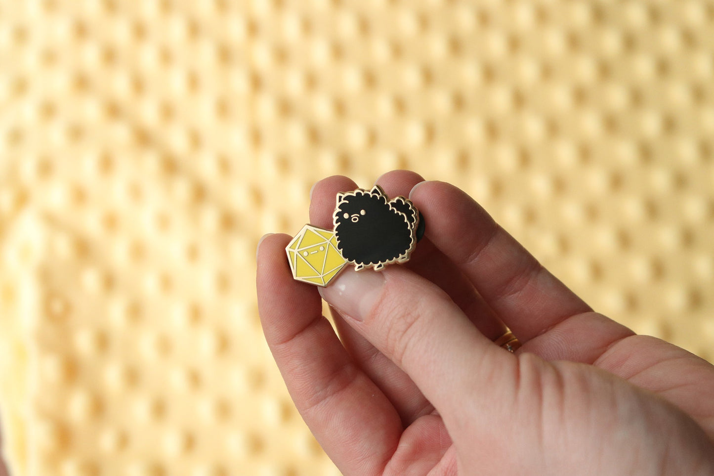 Pomeranian D20 Dice Buddy Enamel Pin