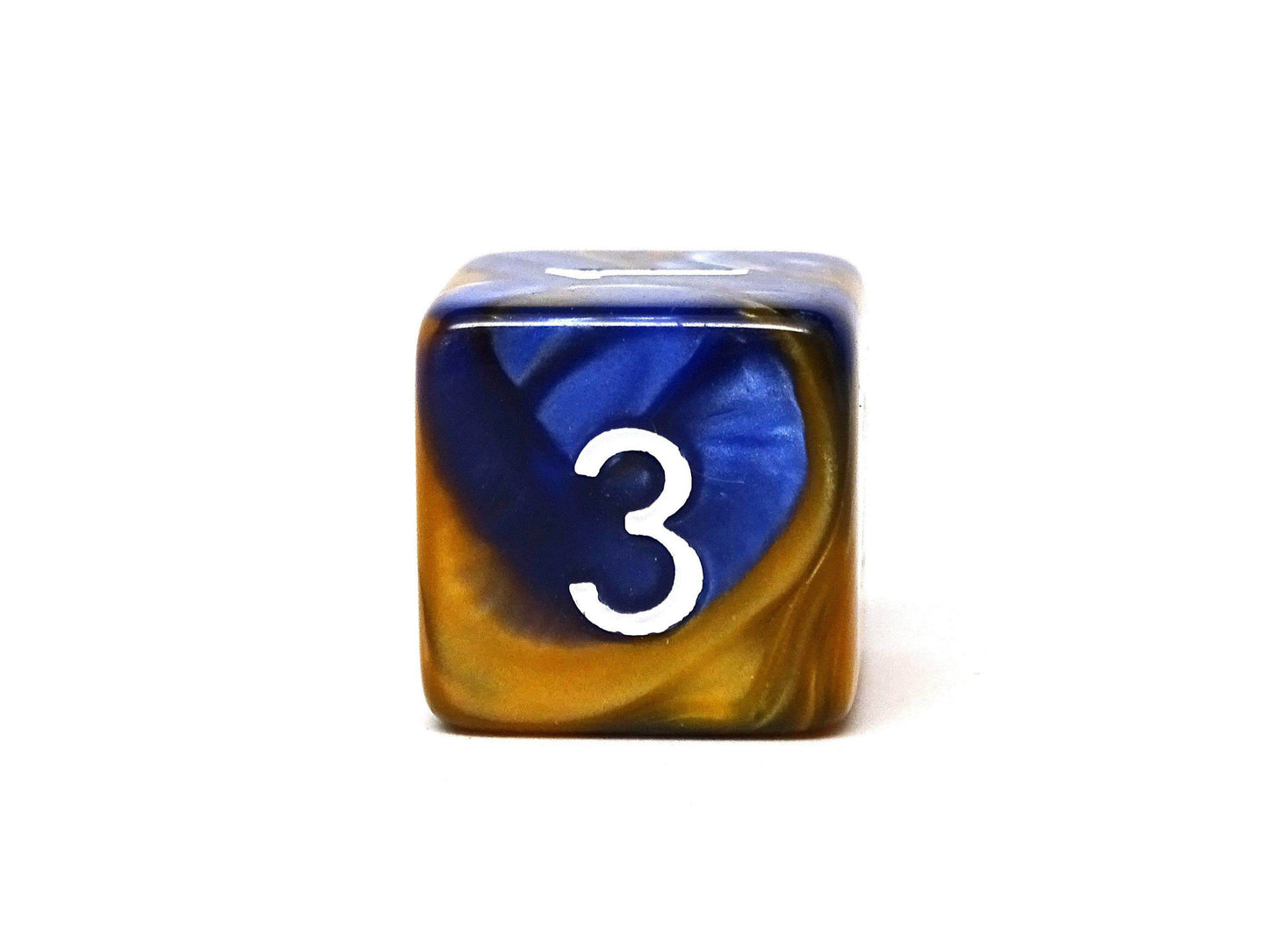 Blue and Amber Granite Dice Collection - 7 Piece Set -