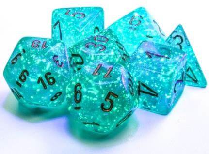 Borealis Polyhedral Teal/Gold Luminary 7-Die Set -