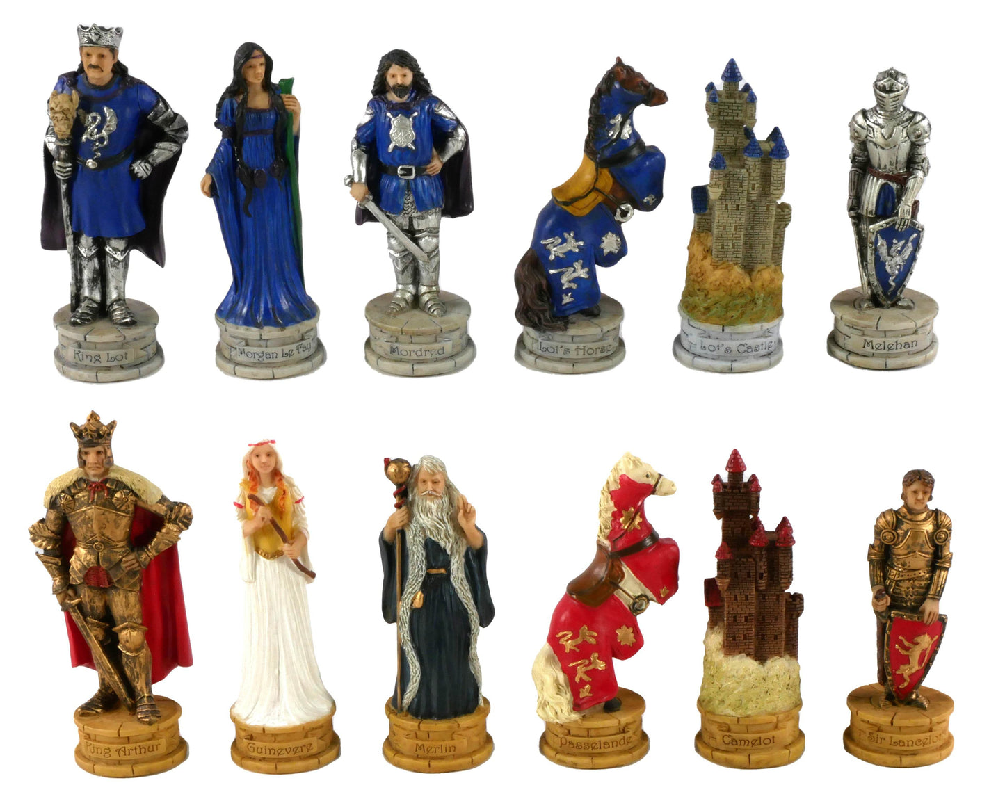 Chess Pieces - King Arthur Hand Painted Resin Chess Pieces -