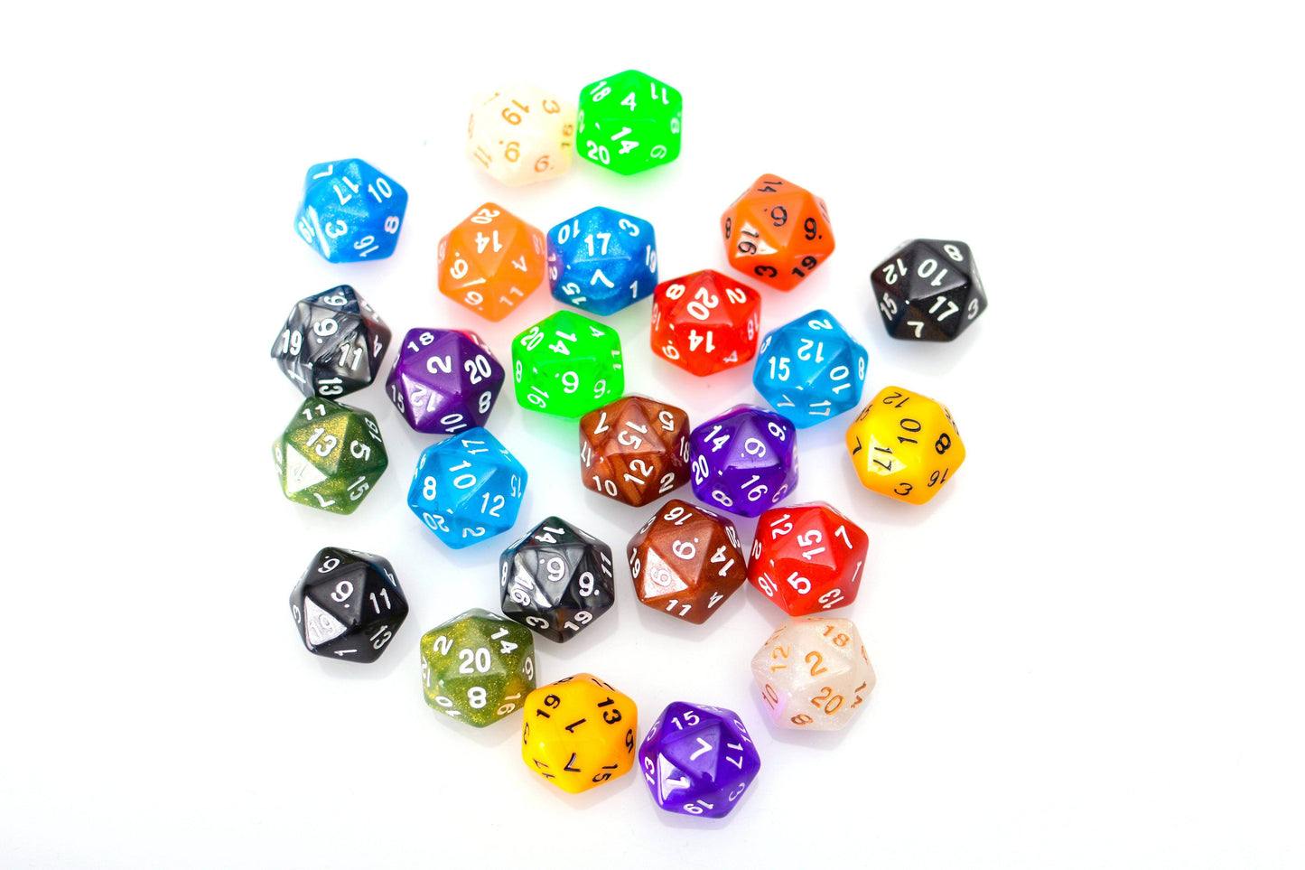 Bulk 20 Sided Dice | 25 Count Assorted D20s -