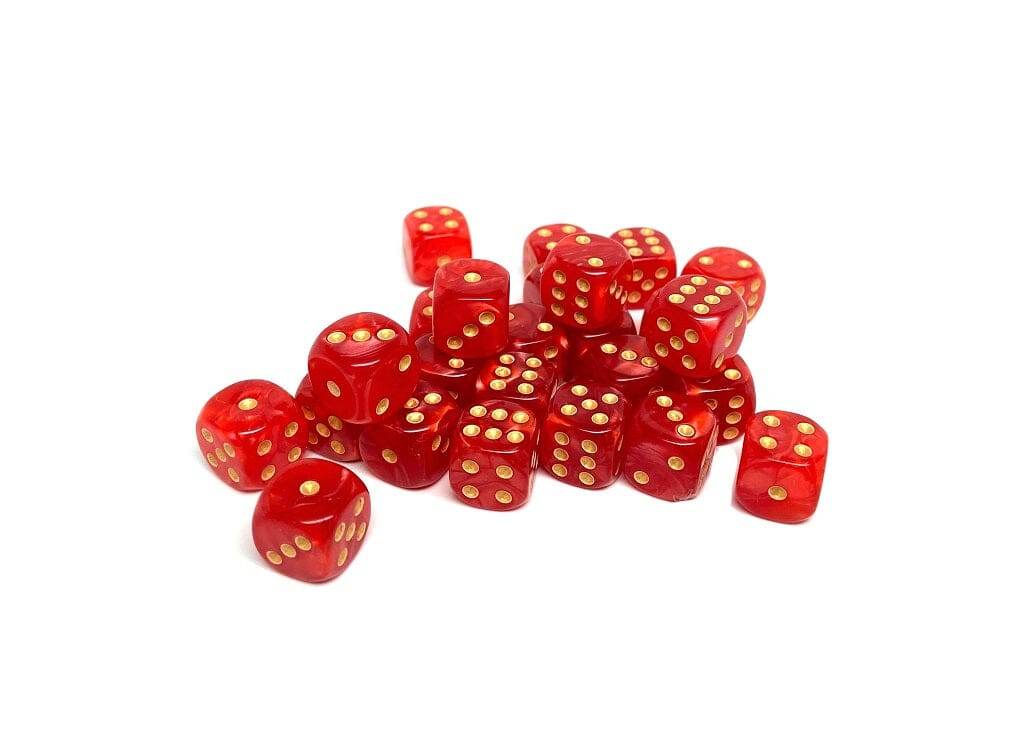 12mm D6 Dice - Crimson Marble - 25 Count Bag -