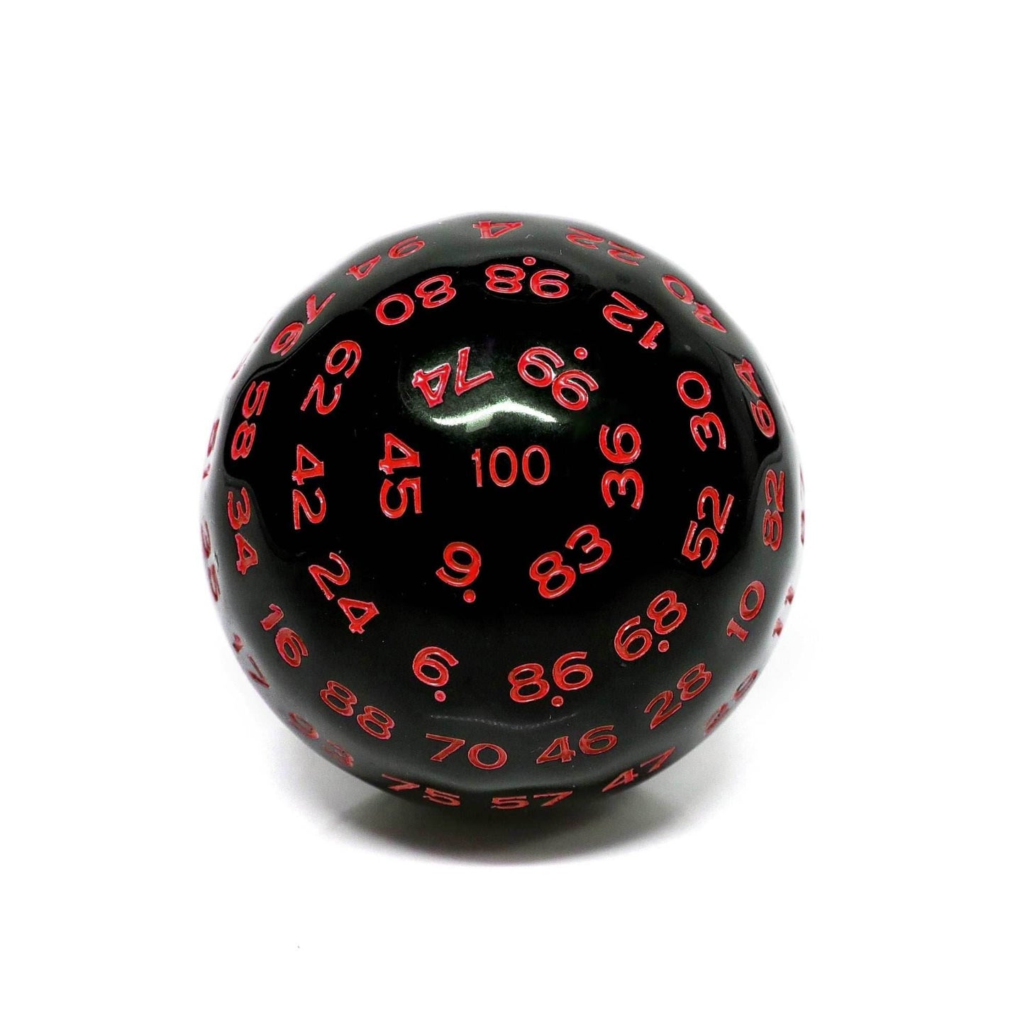 D100-Black Opaque w/Red Numbers -