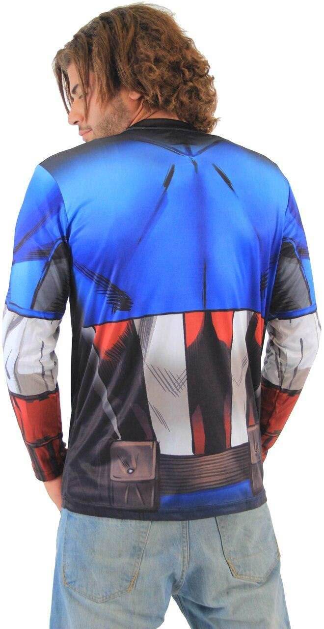 Captain America Sublimated Adult LONG SLEEVE Costume T-Shirt - S