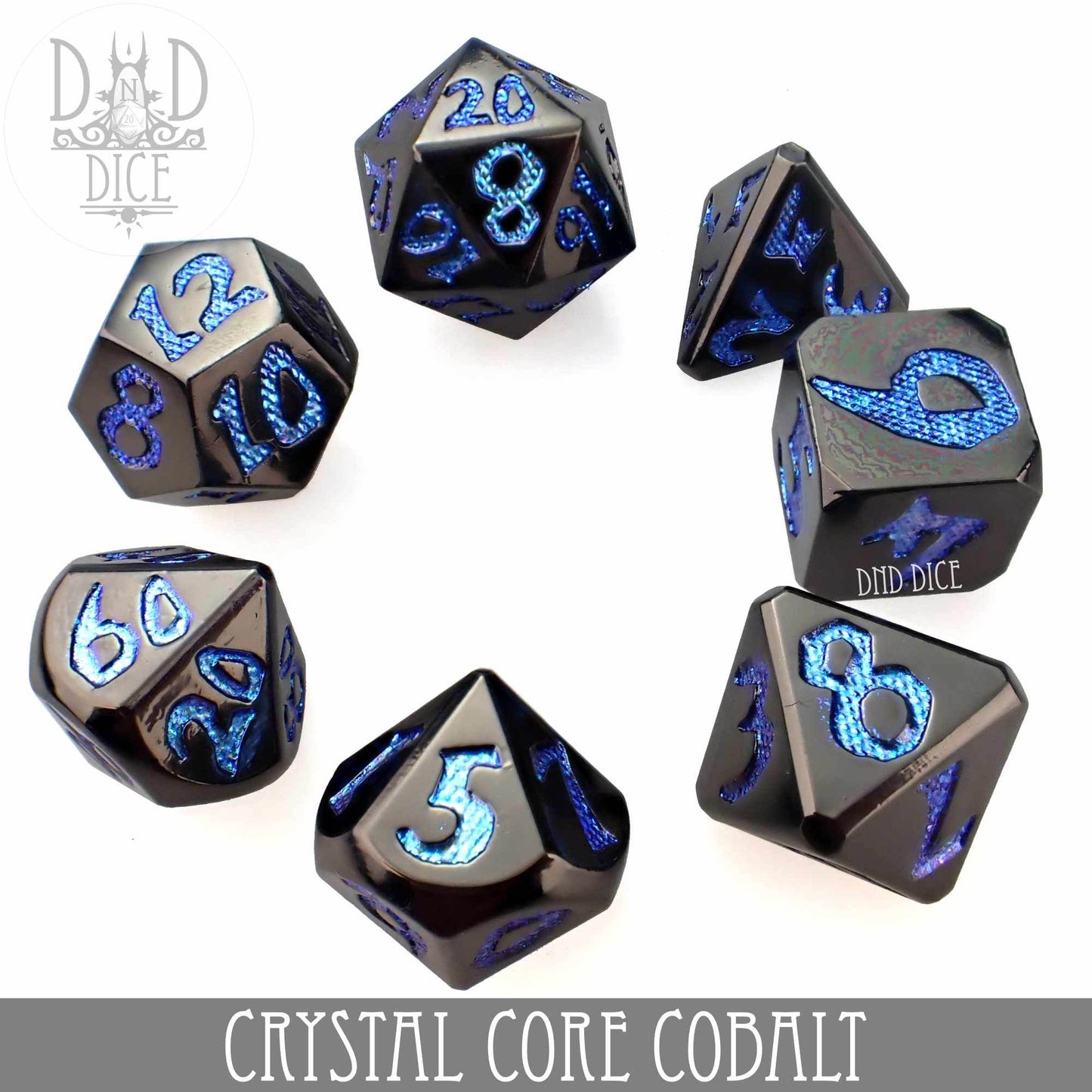Crystal Core Cobalt Metal Dice Set -