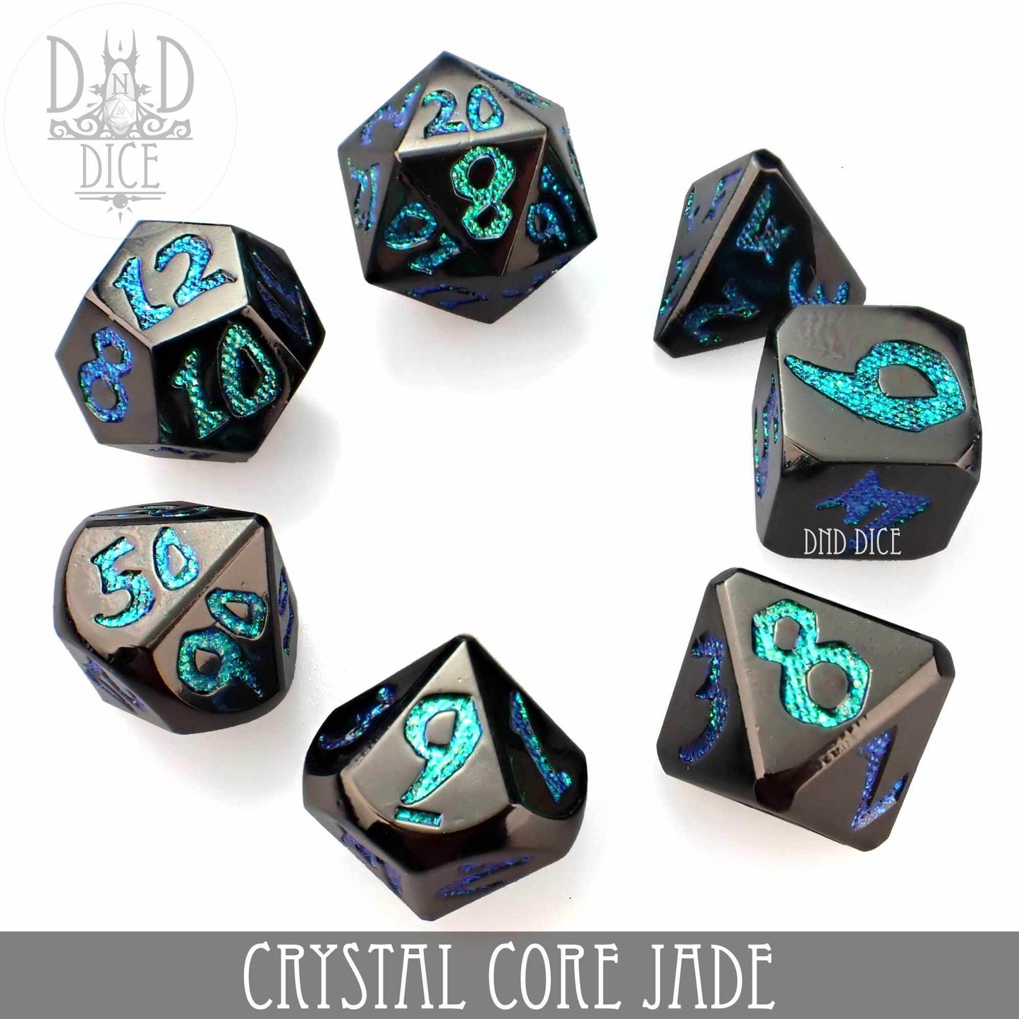 Crystal Core Jade Metal Dice Set -