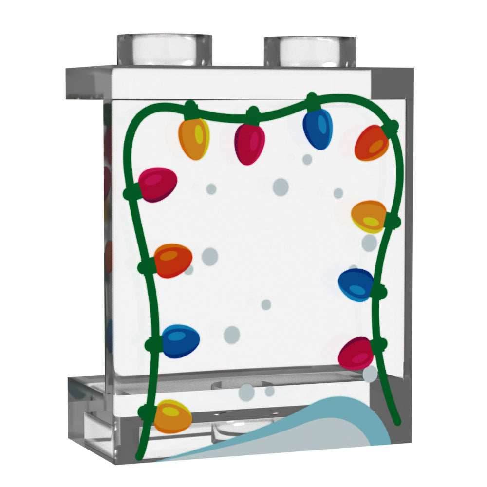 Window with Christmas Lights made using LEGO part 1x2x2 Panel - B3 Customs -